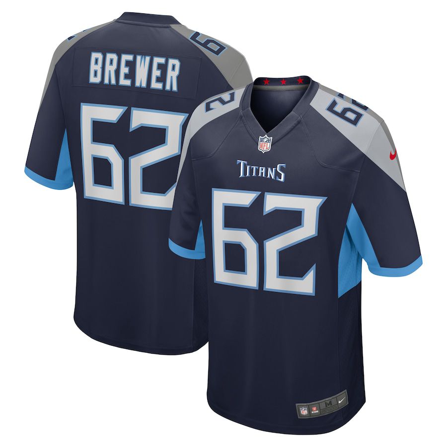 Men Tennessee Titans #62 Aaron Brewer Nike Navy Game NFL Jersey